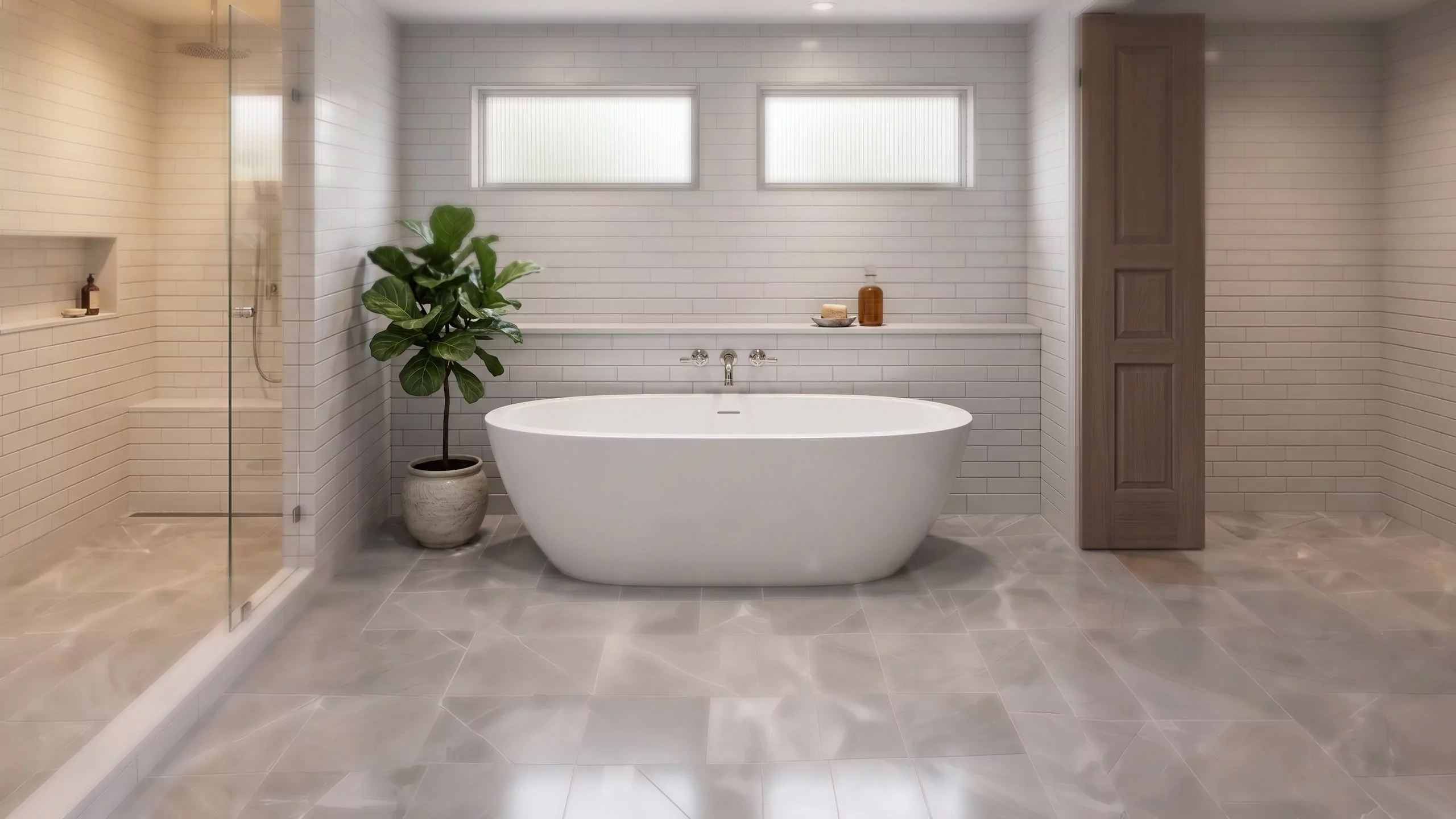 Aurora bathroom remodel with a freestanding tub and tiled bathing area