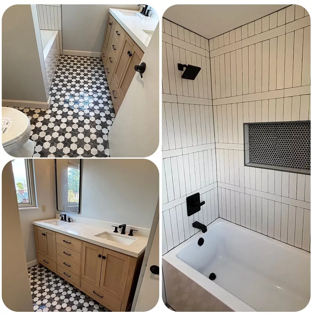 Bathroom remodel by Home Updates in Aurora, Colorado featuring tile, shower, and vanity details